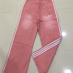 striped pink baggy jeans